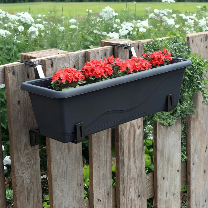 com-four® 4X Premium Blumenkastenhalter für Balkon-Brüstungen und Geländer - Flexible Befestigung au