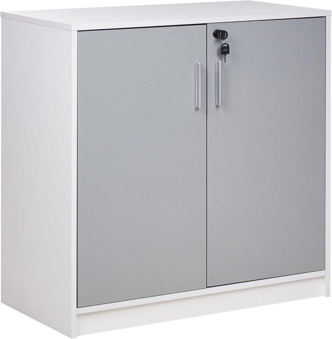 Büroschrank grau / weiss 80 x 80 x 40 cm abschliessbar für Wohnzimmer Büro Zehna