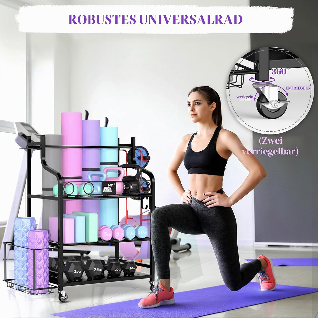 Mythinglogic Yoga Matte Regal, Yogamatte Organizer für Hanteln, Faszienrolle, Kettlebell und Yoga Bl