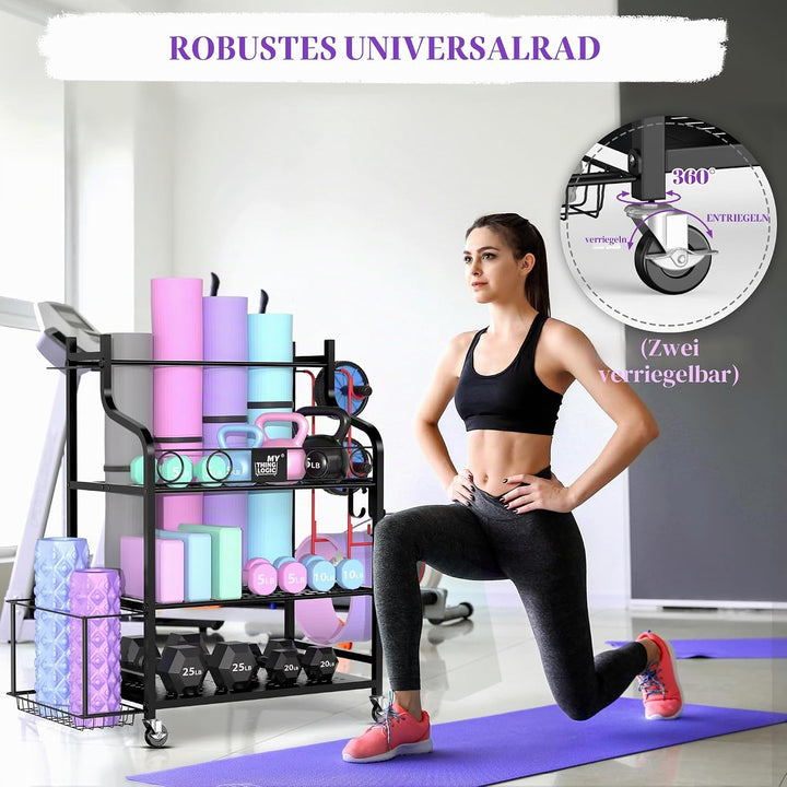 Mythinglogic Yoga Matte Regal, Yogamatte Organizer für Hanteln, Faszienrolle, Kettlebell und Yoga Bl