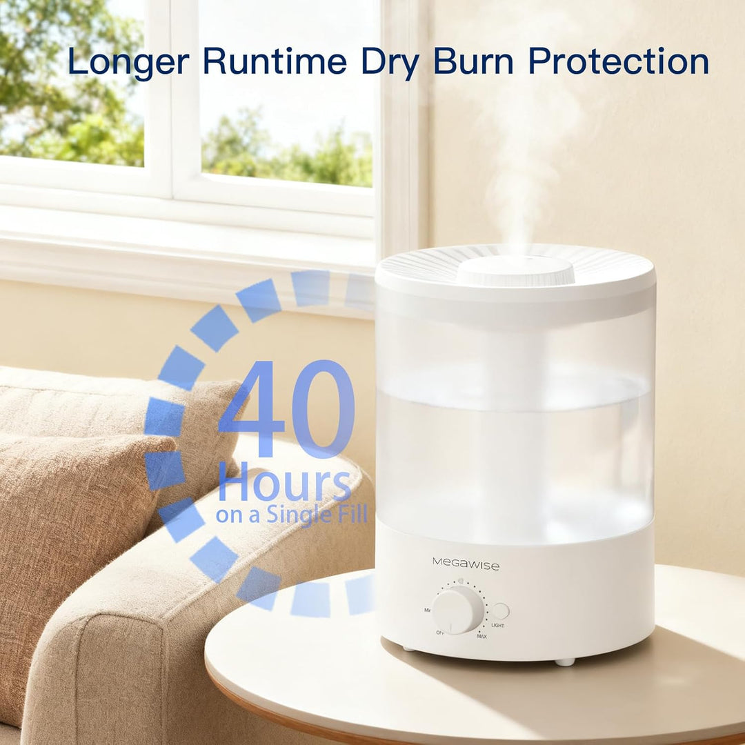 MegaWise Healthy Top-Refill Cool Mist Luftbefeuchter für Schlafzimmer, 3.8 l Diffusor für ätherische