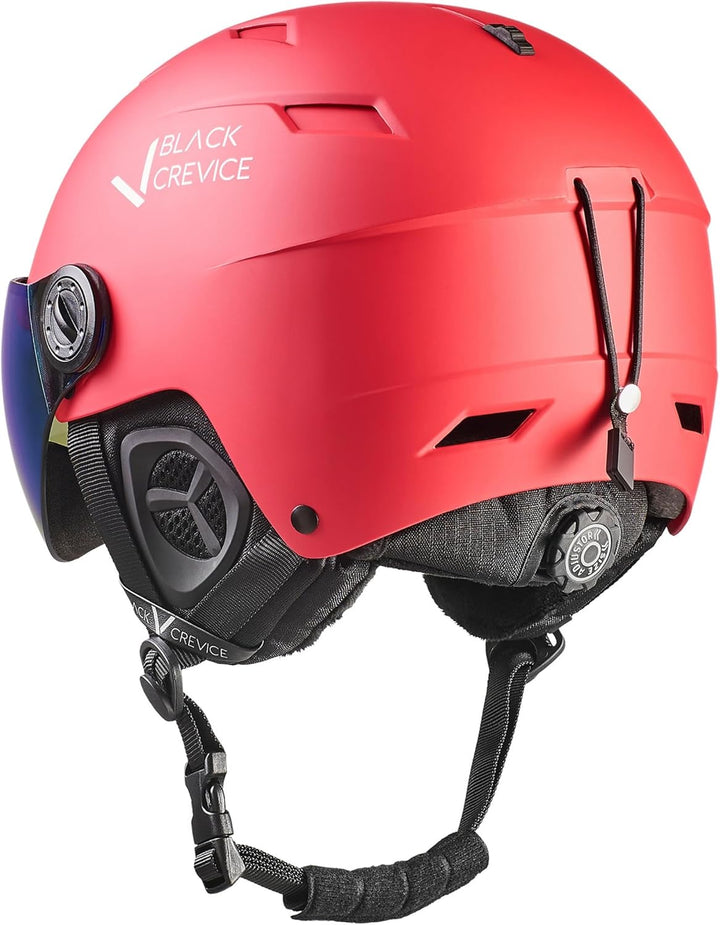 Black Crevice Skihelm mit Visier Kirchberg I Atmungsaktiver Skihelm Herren & Damen mit Lüftungsöffnu