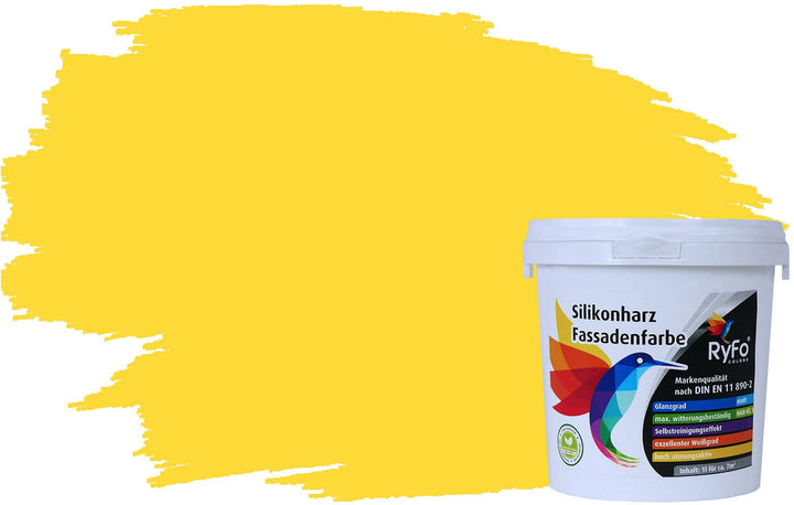 RyFo Colors Silikonharz Fassadenfarbe Lotuseffekt Trend Zinkgelb 1l - bunte Fassadenfarbe, weitere G