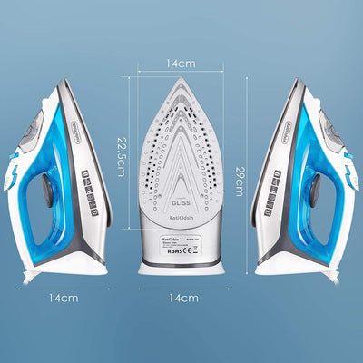 KotiCidsin Bügeleisen, 2400 W, Dampfbügeleisen (300 ml, schnelles Aufheizen, Antikalk-System, Tropfs
