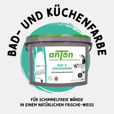 Anton Bad- und Küchenfarbe | Frische Weiss | Spezialfarbe | Direkt auf Schimmel mit Sofortwirkung &