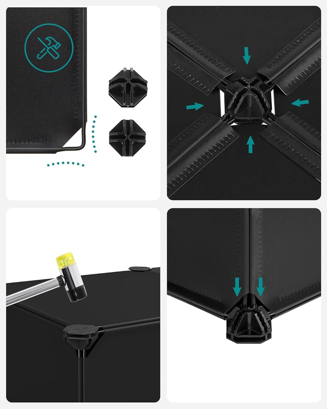 SONGMICS Schuhregal mit 10 Ebenen, Steckregal, Regalsystem, Schuh-Organizer, DIY-Regal, mit Tür, aus