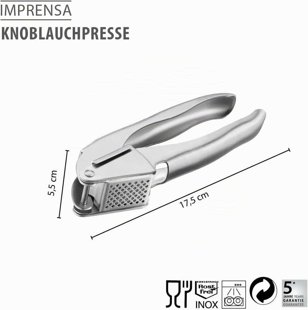 GEFU Knoblauchpresse IMPRENSA | Edelstahl-Presswerkzeug mit Hebelmechanik &amp; Speziallochung | Kraftsp