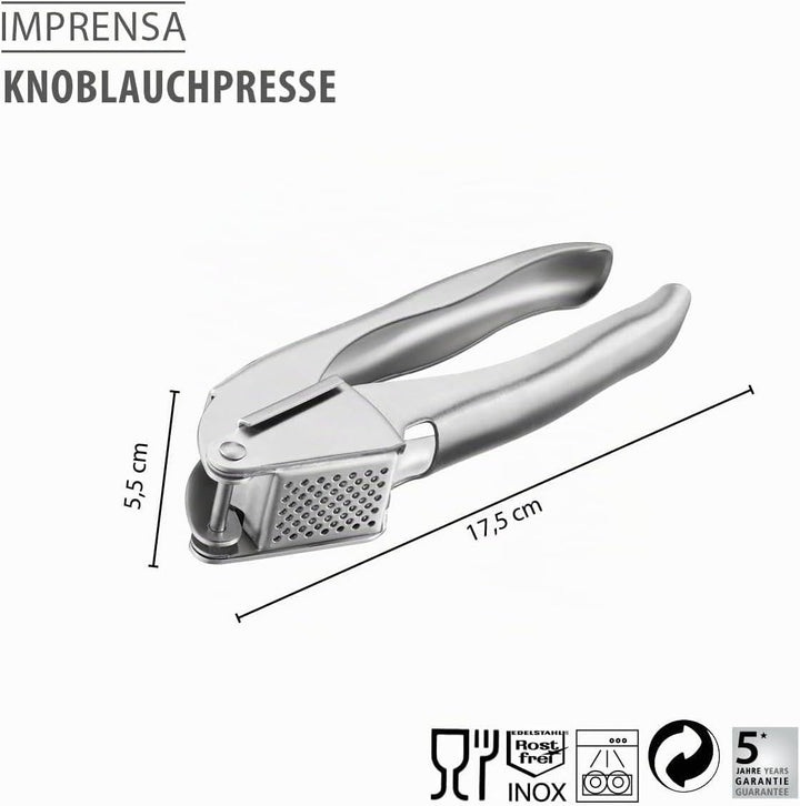 GEFU Knoblauchpresse IMPRENSA | Edelstahl-Presswerkzeug mit Hebelmechanik &amp; Speziallochung | Kraftsp