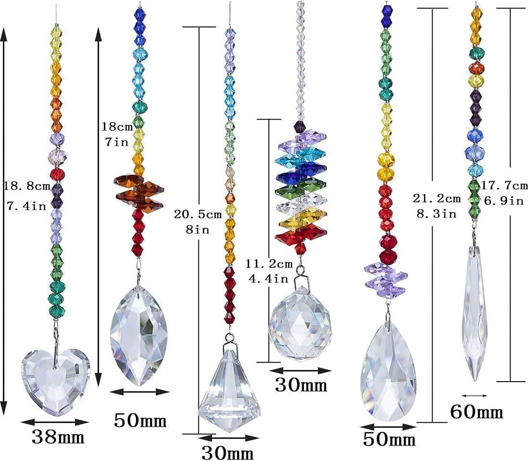 H&D HYALINE & DORA Bunte Kristall Regenbogen Sonnenfänger Hängende Chakra Glas Anhänger für Zuhause,