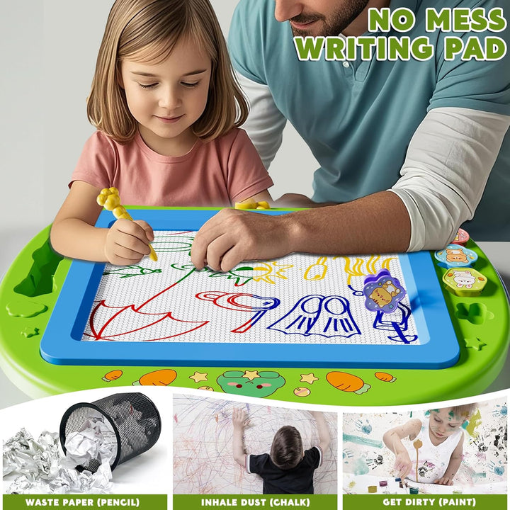 XL Magnetische Zaubertafel für Kinder, Maltafel mit Stempel & Stift, Lernspielzeug & Reisegrösse, Ge