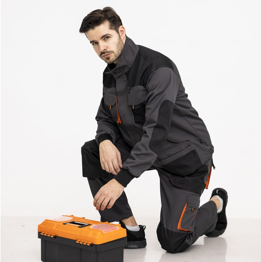 WORK IDEA Herren-Arbeitsjacke mit mehreren Taschen, strapazierfähigem Canvas 3XL Grau, 3XL Grau