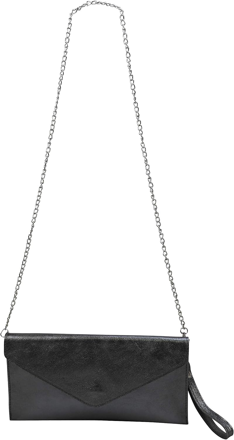SH Leder Echtleder Clutch Umhängetasche kleine Tasche Abendtasche in Wildleder oder Metallic 31,5x16