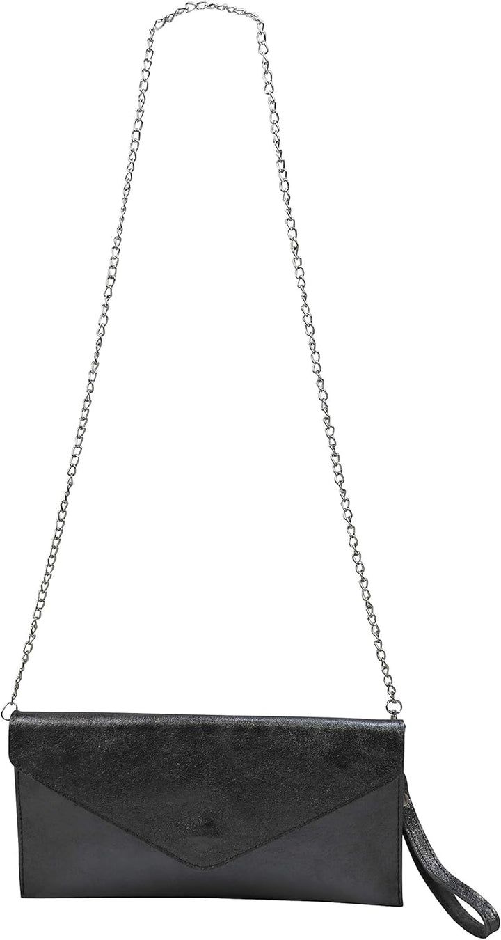 SH Leder Echtleder Clutch Umhängetasche kleine Tasche Abendtasche in Wildleder oder Metallic 31,5x16