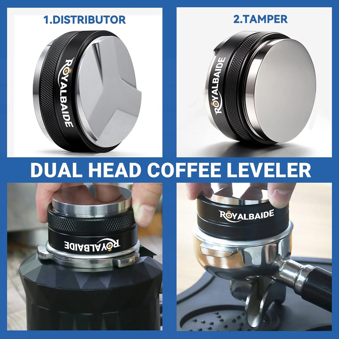 51 mm Espresso-Stampfer und -Verteiler, Doppelkopf-Kaffeewaage, kompatibel mit 51 mm Siebträger, ein