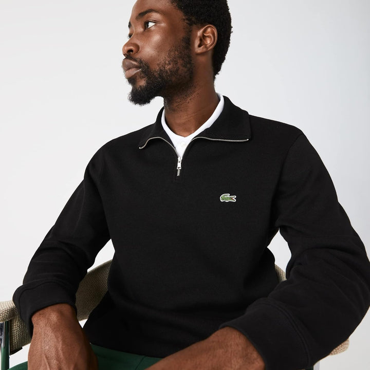 Lacoste Herren Sweatjacke SH1927, Männer Sweatshirt Reissverschluss,Regular Fit, Noir