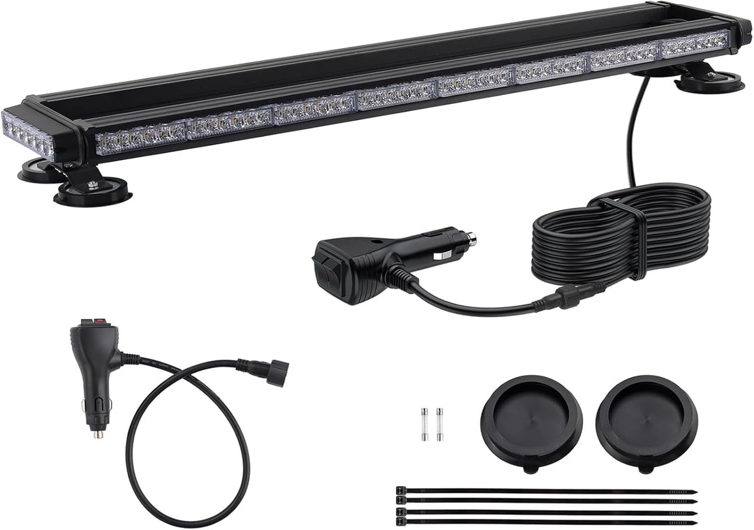 Justech 108 LED Auto Warnbalken Notblitzleuchte Magnetische Warnlicht Doppelschalter 12/24V 27 Blink
