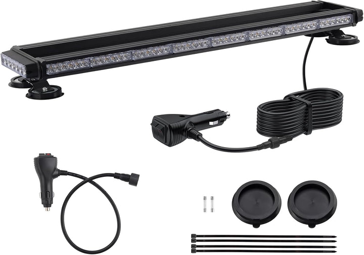 Justech 108 LED Auto Warnbalken Notblitzleuchte Magnetische Warnlicht Doppelschalter 12/24V 27 Blink