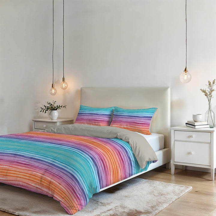 Fantasy Italian Bed Linen Bettbezug, Rainbow, Doppelte, Mikrofaser, Regenbogen Rainbow Doppelte, Rai