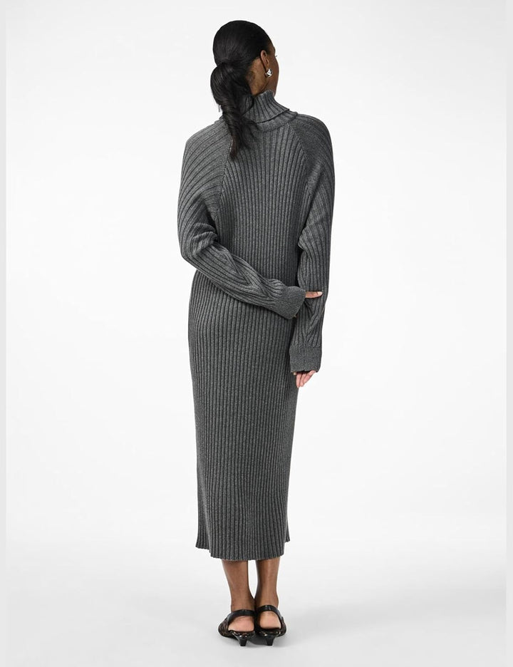 YAS Damen Yasmavi Knit Midi Rollneck Dress S. Noos Strickkleid XS Medium Grey Melange, XS Medium Gre