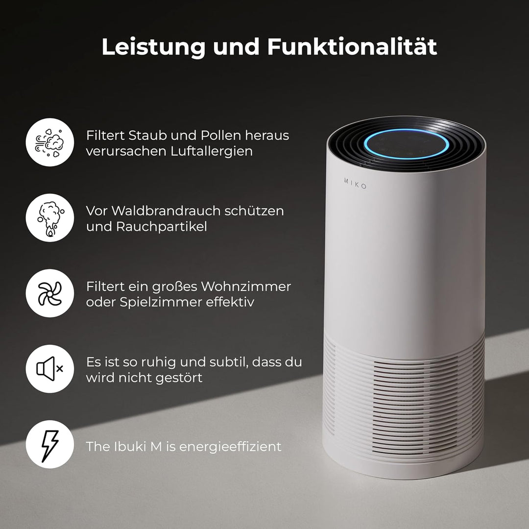 Miko Luftreiniger für Zuhause deckt 135 m2 ab, H13 True HEPA mit PM2.5 Sensor, Automatikfunktion. 4