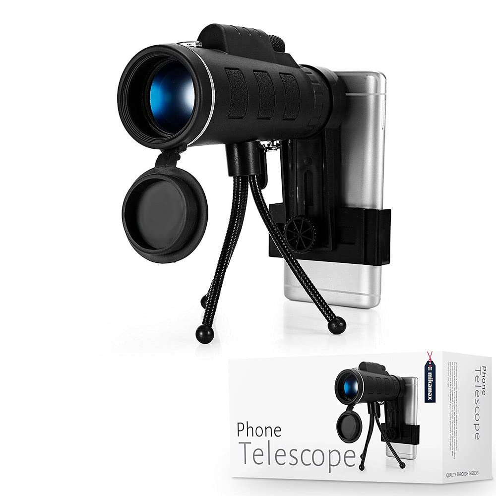 MikaMax - mm - Phone Telescope - Telefon Monokular - Stativ - Verstellbare Halterung - Abmessungen:
