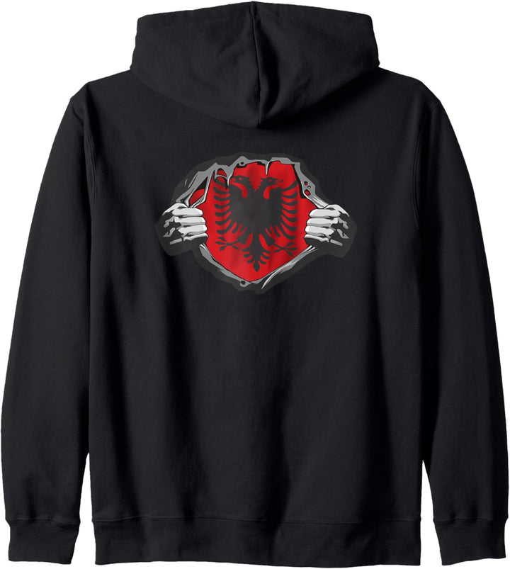 Albanien zerrissenes Shirt-Design zeigt Ihr Herz Kapuzenjacke