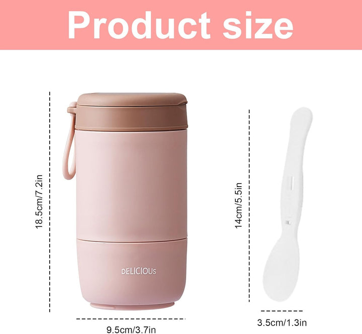 2 Stück Müslibecher To Go mit Deckel,PP-Material Porridge Becher Joghurtbecher to Go mit Löffel,780m