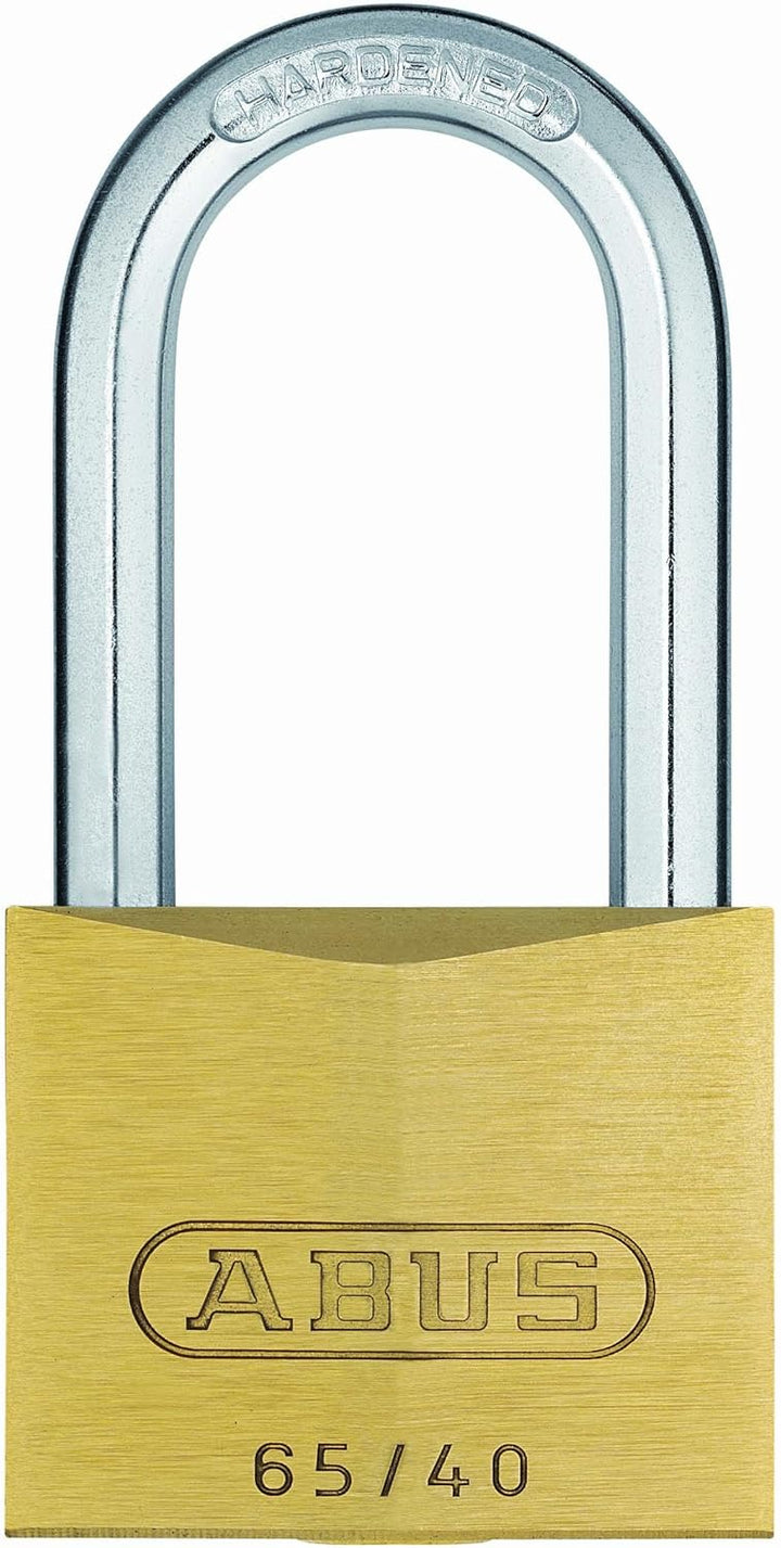 ABUS Vorhängeschloss Messing 65/40HB40 gl.-6403 - gleichschliessend und mit hohem Bügel - Messing-Sc