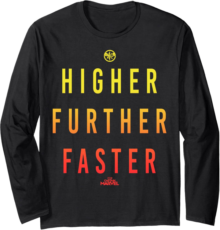 Captain Marvel Higher Further Faster Gradient Text Fill Langarmshirt