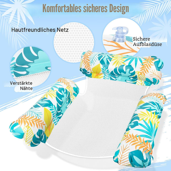 Elidepe Luftmatratze Pool, 4 in 1 Pool Spielzeug Wasserhängematte, 2 Stück Pool Zubehör Spass Erwach
