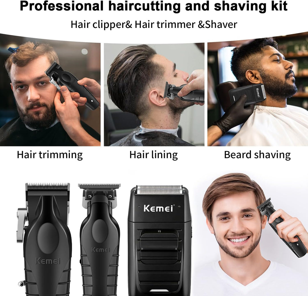 KEMEI Professionelle Haarschneidemaschine für Männer, Schnurlose Haarschneider Barttrimmer Folienras