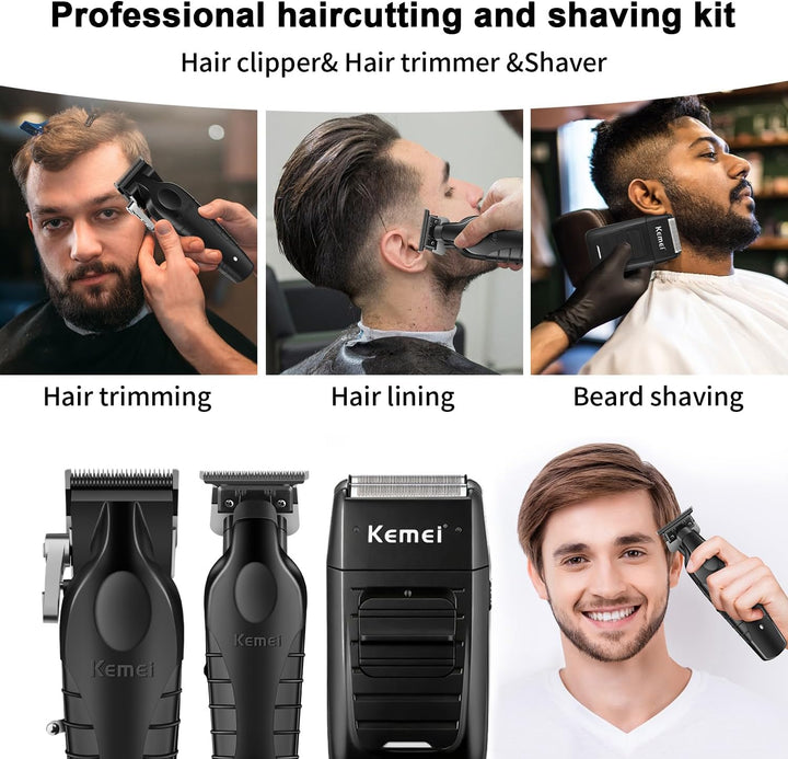 KEMEI Professionelle Haarschneidemaschine für Männer, Schnurlose Haarschneider Barttrimmer Folienras