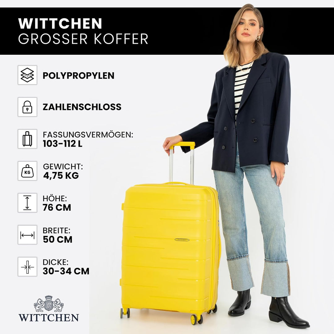 WITTCHEN ARCO Line | Grosser Koffer Reisekoffer | Leichtes Gepäck Polypropylen TSA-Schloss Teleskopg