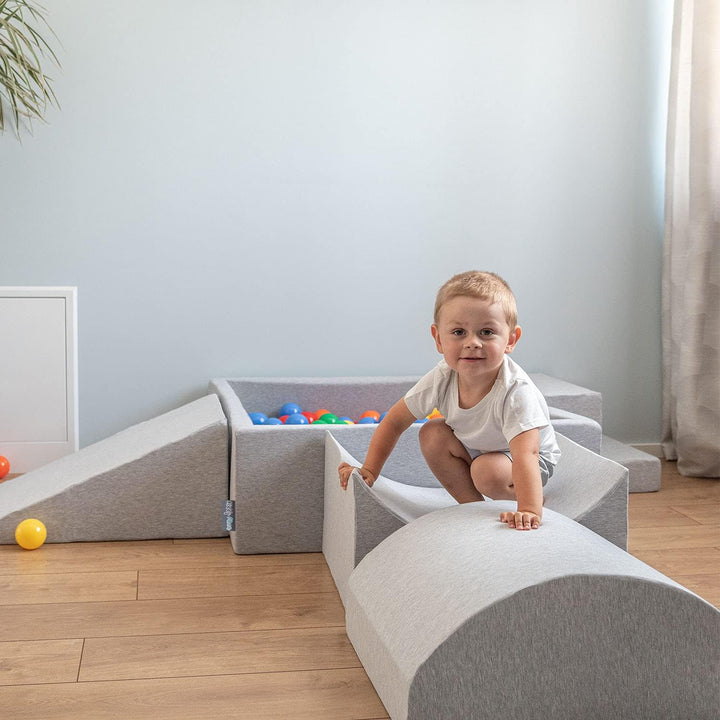 KiddyMoon Spielplatz Aus Schaumstoff Hindernisläufen, Hellgrau Multi-Grösse Hellgrau: Kopfteil/Rampe