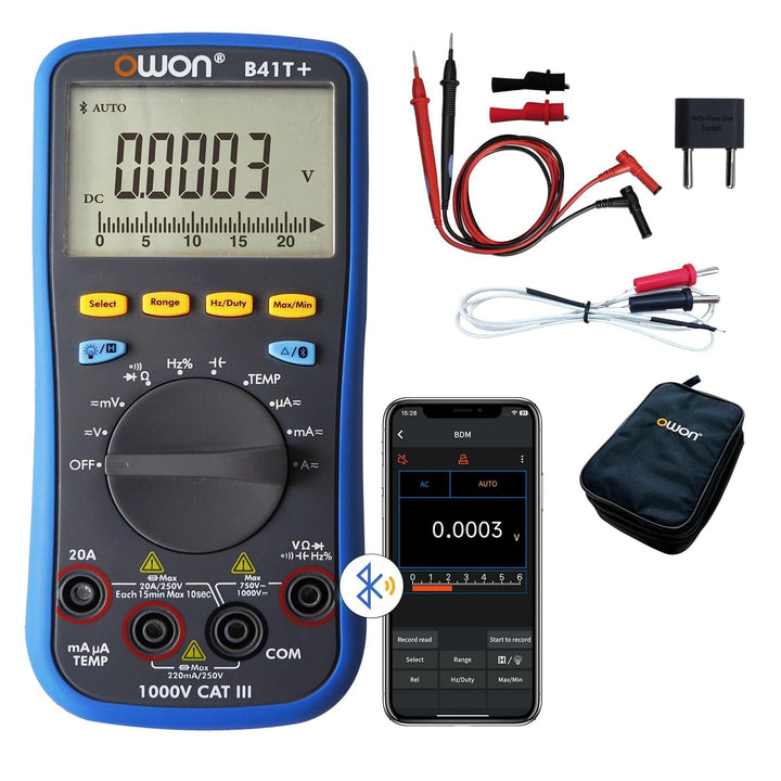 OWON B41T+ Bluetooth Digitalmultimeter TRMS 22000 Counts Ohmmeter mit automatischer Bereichswahl für