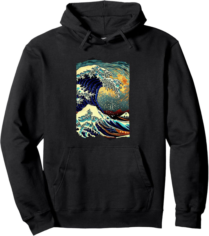 Great Wave Kanagawa Anime Manga Van Gogh Stil Pullover Hoodie