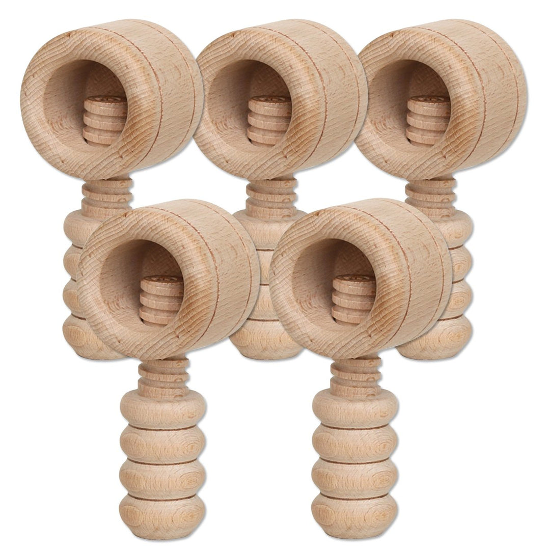 Dekohelden24 5 Stück Holz Nussknacker hochwertige Handarbeit, ca. 12 cm 5 Stück Schraubgewinde, 5 St