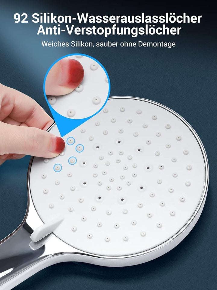 Duschkopf mit Hochdruckschlauch – SREWOHS Duschkopf spart Wasser, gegen Kalk, Regendusche mit 5 Arte