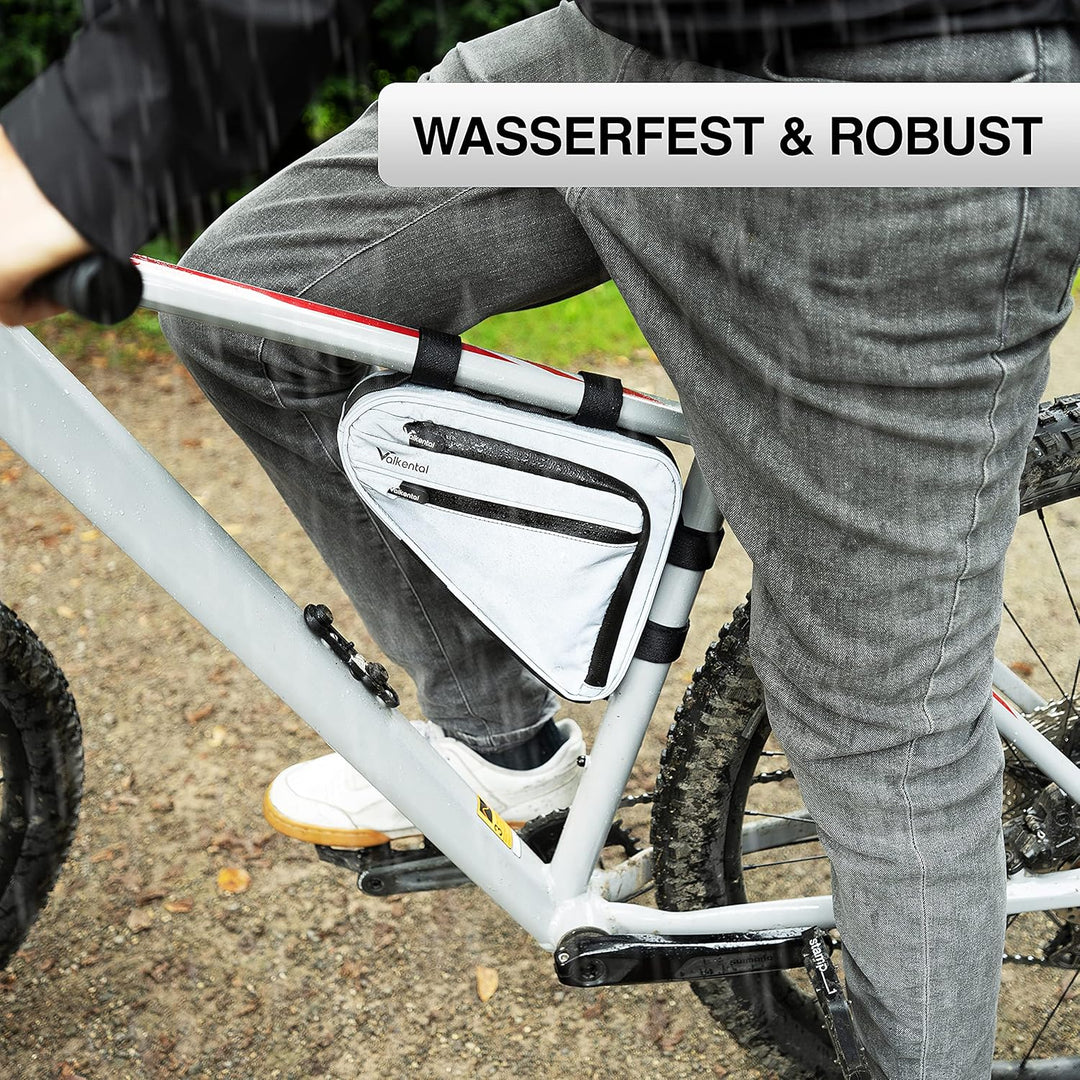 Valkental - Wasserfeste Rahmentasche mit viel Platz - 1,5L Volumen - Fahrradtasche mit Reflektoren u