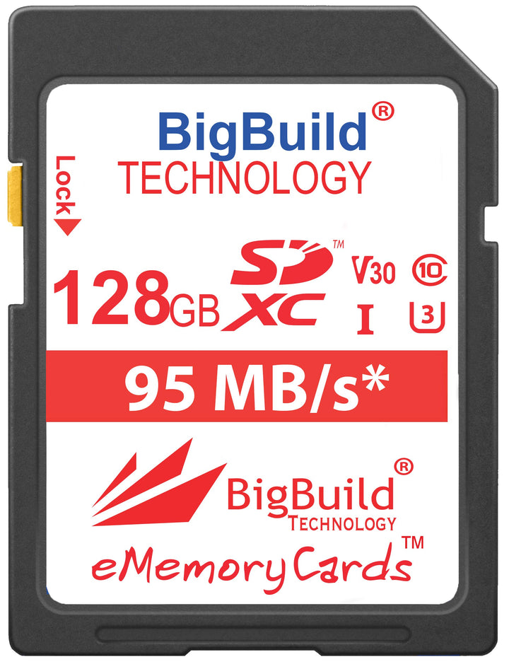 BigBuild Technology 128GB UHS-I U3 95MB/s Speicherkarte für Panasonic Lumix DC LX100 II, LX100M2, TS