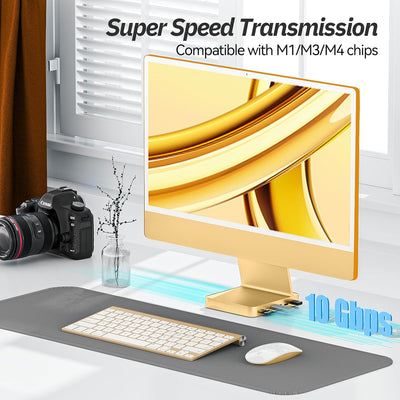 Minisopuru USB C Hub für iMac 24 Zoll 2021/2023, iMac Zubehör unterstützt M.2 NVMe SSD, iMac USB Hub