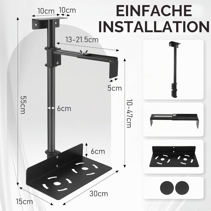 PC Halterung Unter Schreibtisch,PC Halterung,Einstellbare Höhe 50–530 Mm,Breite 135–225 Mm,Bis Zu 35
