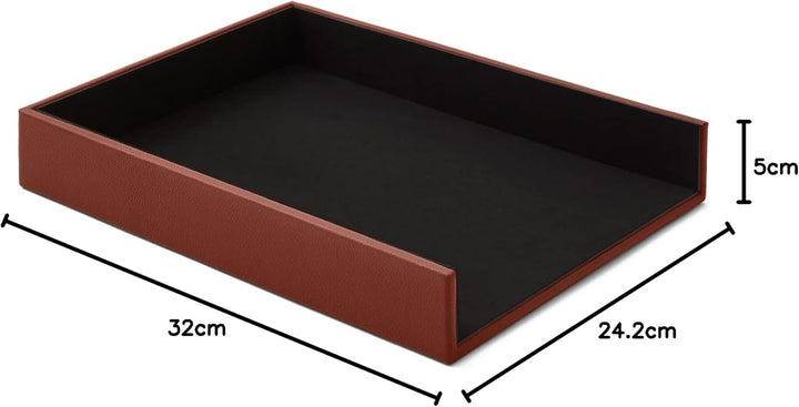 Eglooh - Atena - Ablagefächer für Schreibtisch und Büro Echtes Leder Orange Braun - Bürobedarf Brief