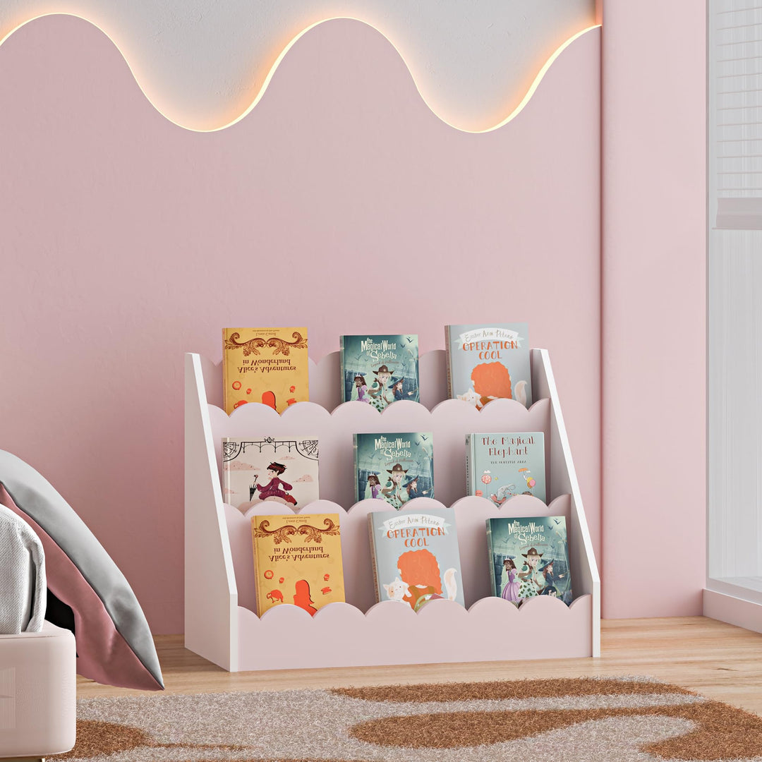 [en.casa] Bücherregal für Kinder Vestnes Kinderregal mit 3 Fächern Montessori Standregal in Wellende