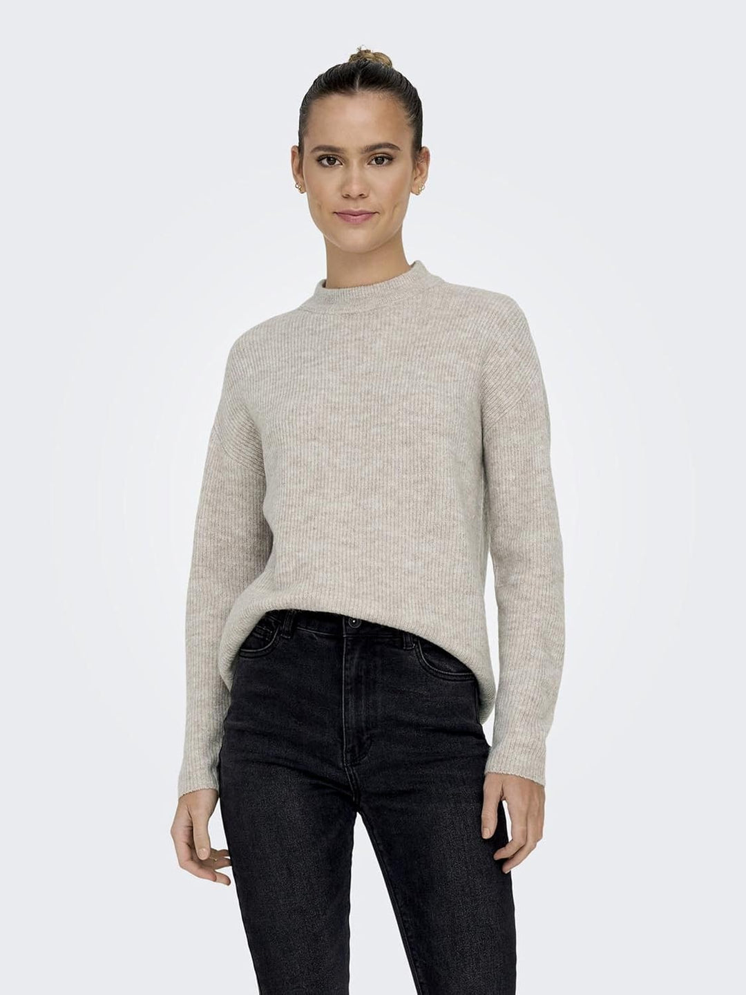 ONLY Female Strickpullover Normal geschnitten Rundhals Tief angesetzte Schulter Pullover L Pumice St
