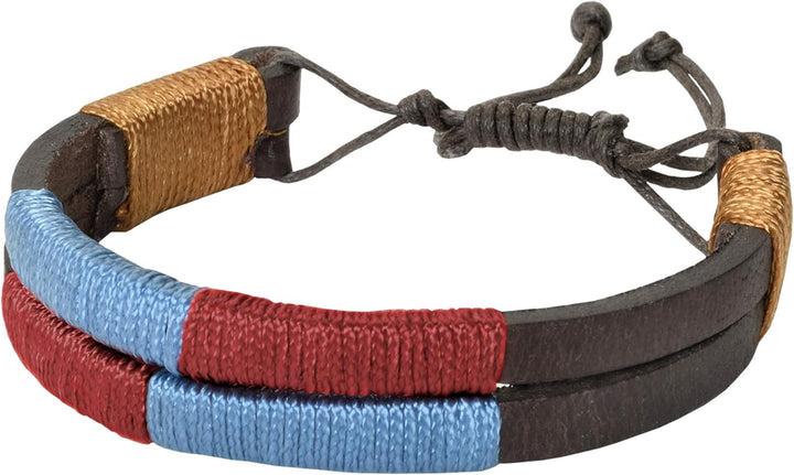 PELPE Argentinischer Ledergürtel mit passender Schnur und Lederarmband. Auf Leder gestickter Gürtel
