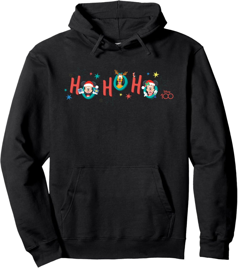 Disney 100 Mickey Minnie Pluto Christmas Holiday Ho Ho Ho Pullover Hoodie