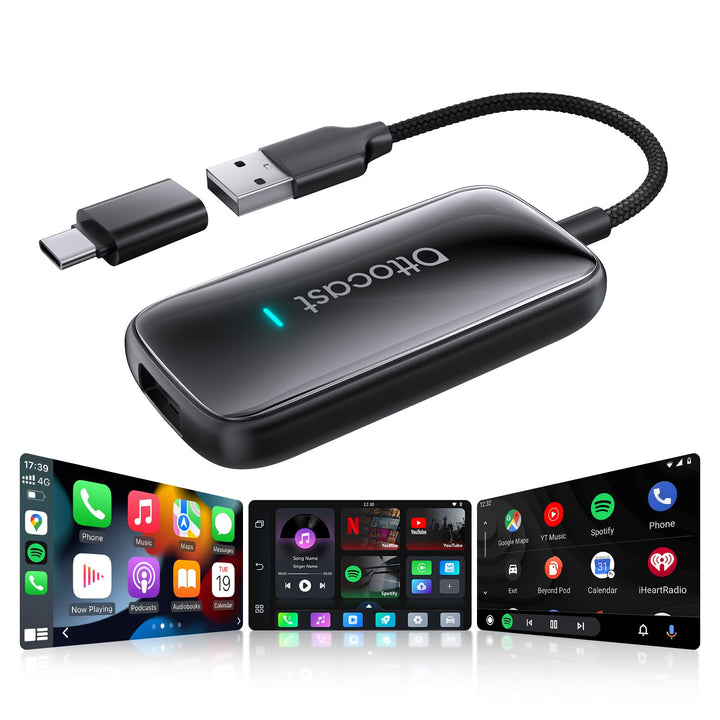 OTTOCAST Play2Video Ultra 2026 Upgrade, Wireless CarPlay Adapter AI Box mit YouTube, App Hub, bis zu
