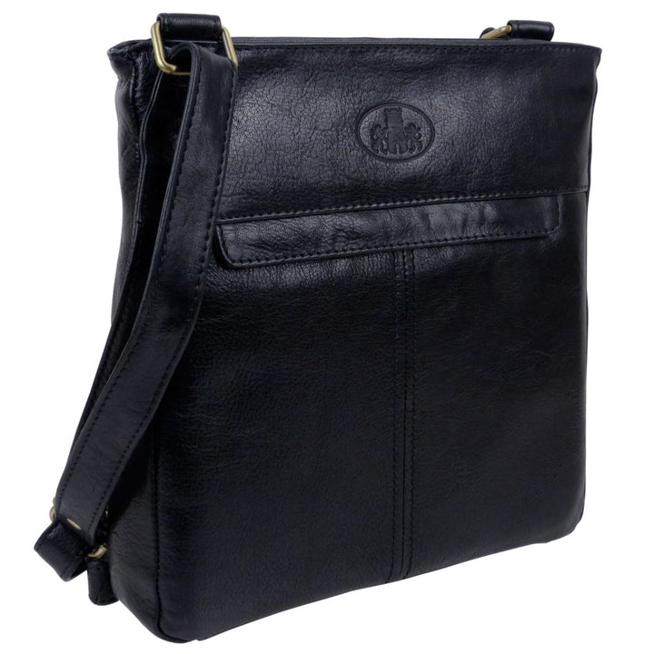 Rowallan Of Scotland Unisex-Umhängetasche aus der Supatra-Reihe, Leder Schwarz, Schwarz