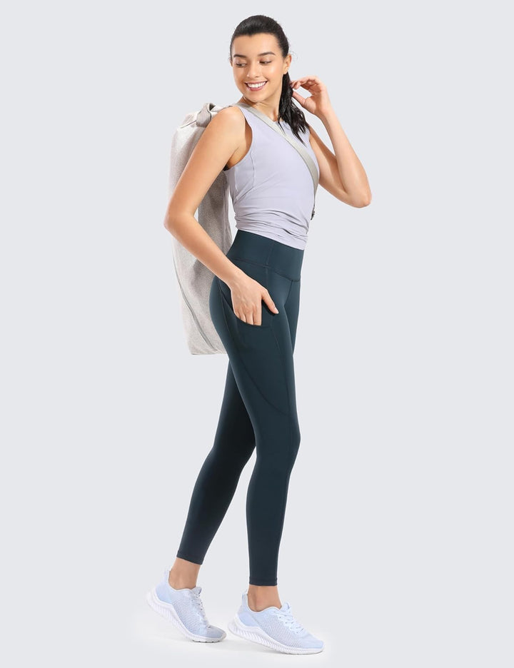 CRZ YOGA Damen Naked Feeling Sport Leggings mit Taschen High Waist Sporthose Gym Blickdicht Yogahose